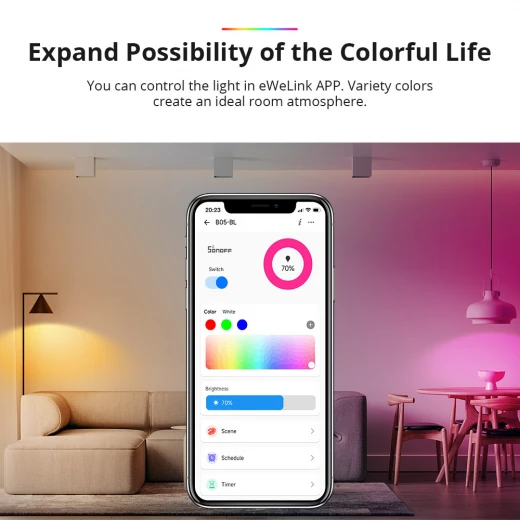 لمبة SONOFF الذكية RGB LED E27 - واي فاي، تحكم صوتي وتطبيقات - سونوف - Image 3