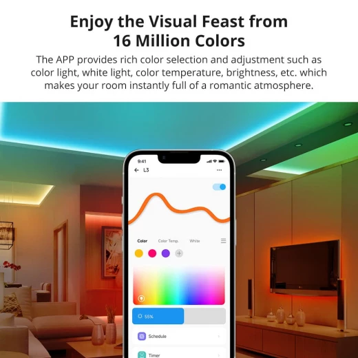 شرائط إضاءة LED ذكية SONOFF L3 RGB 5M - تحكم صوتي، مزامنة الموسيقى - سونوف - Image 3
