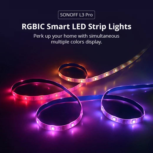شريط إضاءة LED ذكي SONOFF L3 Pro RGBIC 5M - ألوان متعددة، مزامنة الموسيقى، التحكم الصوتي - سونوف - Image 3