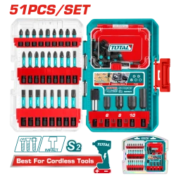TOTAL 51-Piece Impact Screwdriver Bit Set - Heavy Duty Kit