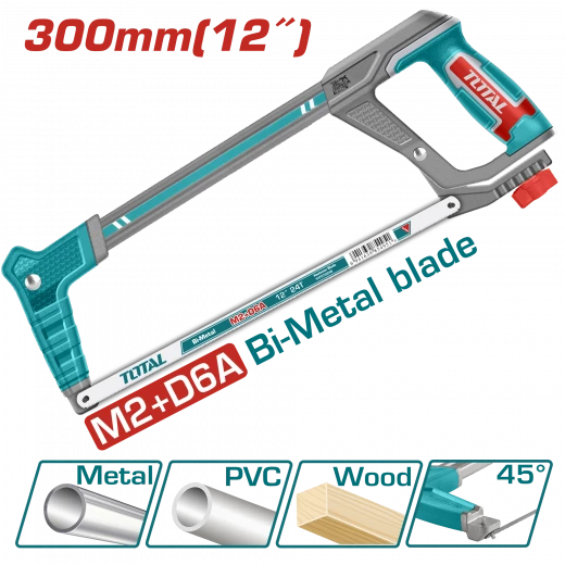 TOTAL Hacksaw Frame 300mm | 12" – Adjustable Angle, Soft Grip (THT541016) TOTAL Hacksaw Frame 300mm | 12" – Adjustable Angle, Soft Grip (THT541016)
