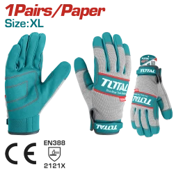 TOTAL Mechanic Gloves XL Enhanced Grip & Protection Heavy Duty Work Gloves for Mechanics