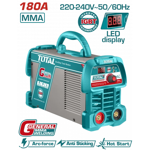 آلة لحام TOTAL 180A IGBT بتقنية العاكس MMA مع شاشة LED - TW218059 آلة لحام TOTAL 180A IGBT بتقنية العاكس MMA مع شاشة LED - TW218059