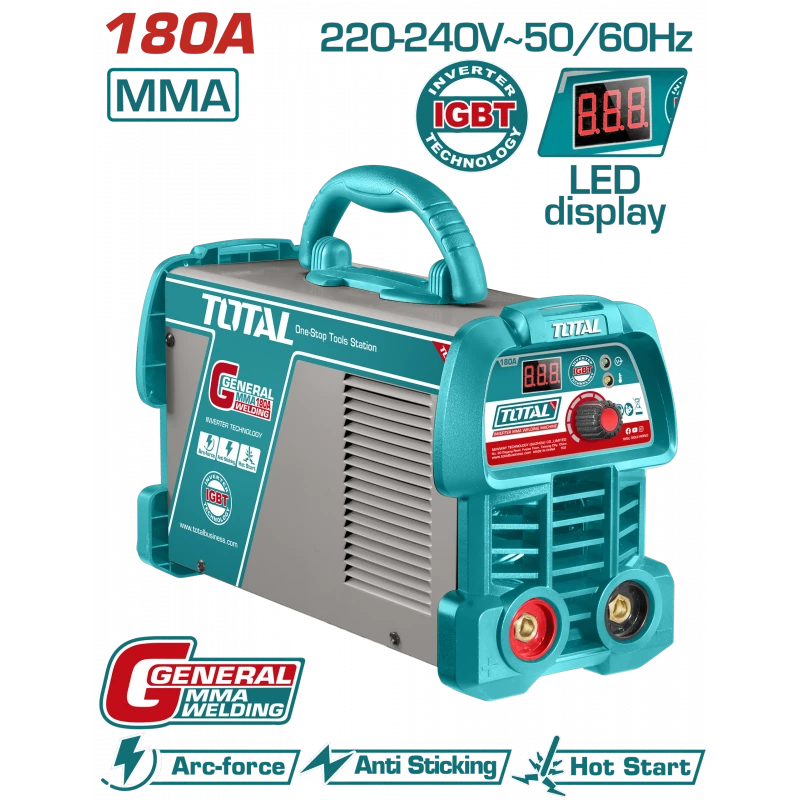 آلة لحام TOTAL 180A IGBT بتقنية العاكس MMA مع شاشة LED - TW218059 - توتال