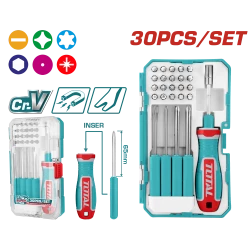 TOTAL 30-Piece Interchangeable Screwdriver Set - Cr-V Steel