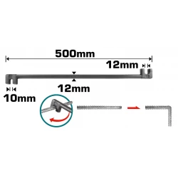 TOTAL 10mm-12mm Rebar Bending Bar | Heavy-Duty Manual Steel Rod Bender for Precise and Easy Reinforcing Bar Shaping