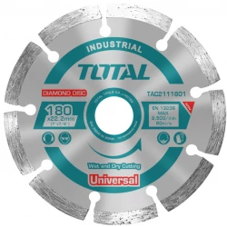 TOTAL Universal Diamond Cutting Disc 180mm x 22.2mm, High-Quality Durable Diamond Segments, Fast Precise Cuts on Concrete, Masonry, Stone & Tiles, Fits Most Angle Grinders