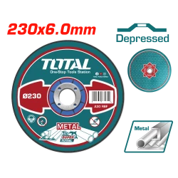 TOTAL 9-inch Metal Grinding Disc 230mm x 6mm for Steel & Iron - Depressed Center