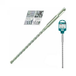 TOTAL SDS-Plus Hammer Drill Bit 12x450mm, Long Reach Carbide Tipped Masonry Bit for Concrete & Stone, Optimized Flute Design & Heavy-Duty Steel
