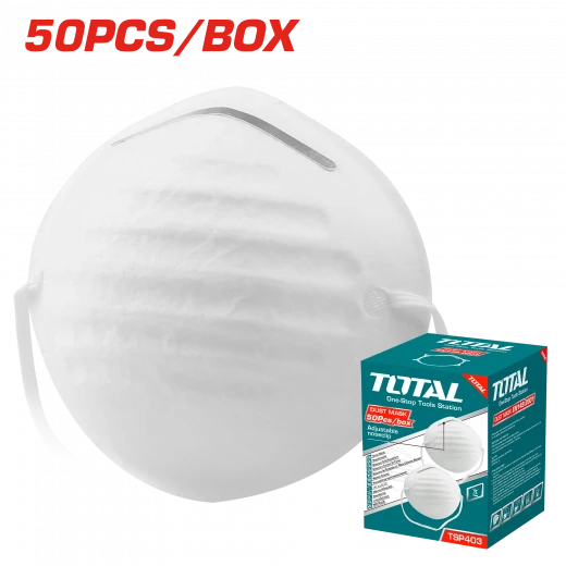 TOTAL Dust Mask – 50 Pcs (TSP403) | Comfortable Fit with Adjustable Nose Clip TOTAL Dust Mask – 50 Pcs (TSP403) | Comfortable Fit with Adjustable Nose Clip