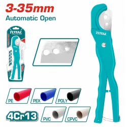 TOTAL PVC Pipe Cutter 3–35mm, Professional Tool for Accurate and Easy Plastic Pipe Cutting (THT53351)