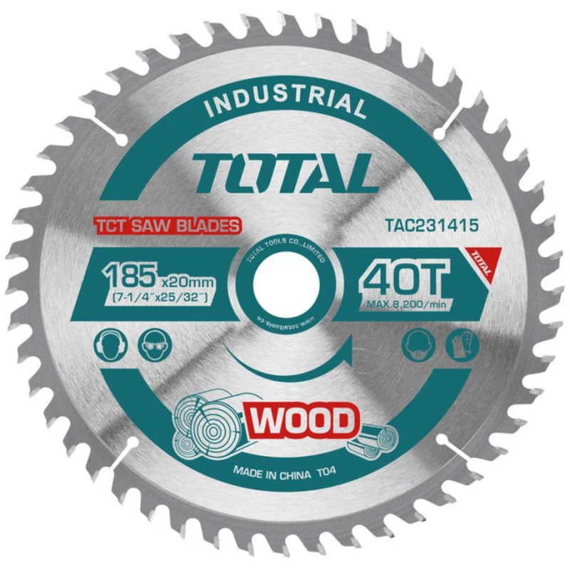 شفرة منشار TOTAL TCT للخشب 185*20 مم - 7.1/4 بوصة | 40 سن (TAC231415) - توتال