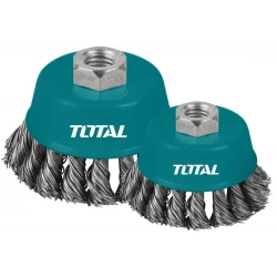 فرشاة سلك مجدول على شكل كوب 75 مم (3 إنش) من توتال (TAC32031) – مثالية لإزالة الصدأ والدهان وتنظيف المعادن