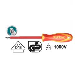 Total Insulated Phillips Screwdriver 1000V PH2×100 mm (THTISPH2100) – Chromium‑Vanadium Steel, VDE Certified