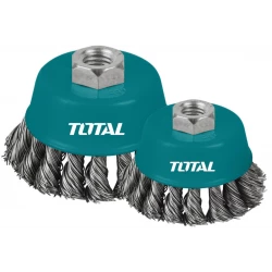 Total 100mm Wire Cup Twist Brush, Durable Steel Wire for Rust, Paint & Weld Cleaning, Compatible with Angle Grinders