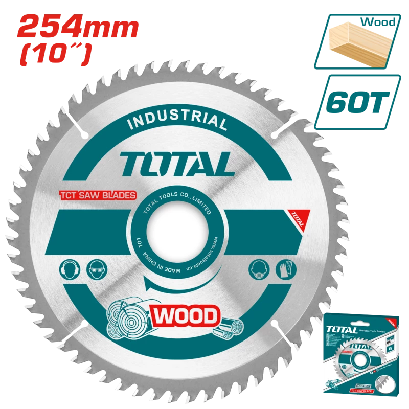 شفرة منشار TOTAL TCT للخشب 254 مم - 10 بوصة | 60 سن (TAC231723) - توتال