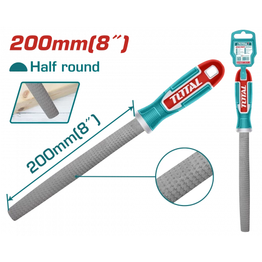 TOTAL Half Round Wood File 200mm (8"), Carbon Steel, Dual-Surface Hand File (THT91686) TOTAL Half Round Wood File 200mm (8"), Carbon Steel, Dual-Surface Hand File (THT91686)