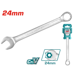 TOTAL Combination Spanner 24mm – Cr-V Steel, Chrome Plated Matte Finish (TCSPA241)