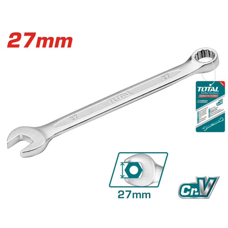 Total 27mm Ratchet Spanner (TCSPA271), Durable, Ergonomic Wrench for Fast and Efficient Tightening in Automotive and Maintenance Work - Total