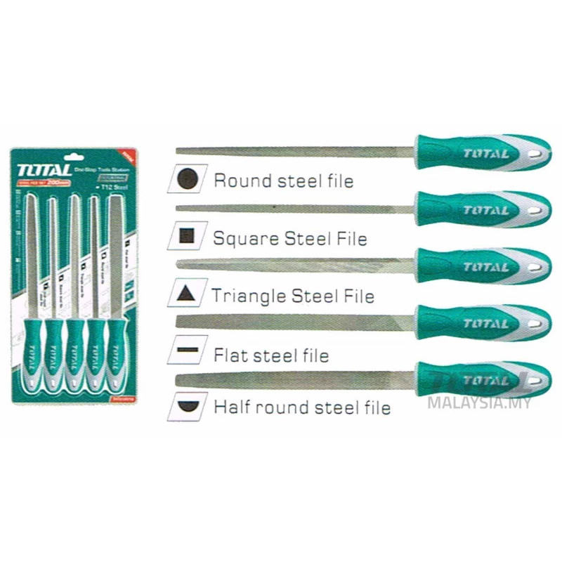 Total 5 Pcs Steel File Set INDUSTRIAL THT918516 durable metal files for shaping smoothing and finishing - Total