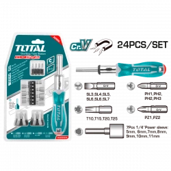 Total 24-Piece Ratchet Screwdriver Set (TACSD30246) – Versatile and Durable Tool Kit