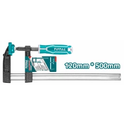 TOTAL F Clamp 120mm Jaw Opening x 500mm Throat, Heavy-Duty Steel Bar Clamp with Ergonomic Plastic Handle and Quick-Release for Woodworking & Assembly