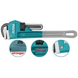 TOTAL 12-Inch (300mm) Pipe Wrench, Heavy-Duty Forged Steel with Adjustable Serrated Jaws, Ergonomic Handle for Secure Grip and Maximum Leverage, Ideal for Plumbing and Maintenance