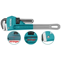 Total 10-Inch Pipe Wrench, Adjustable Jaw, Ergonomic Handle, Rust-Resistant Heavy-Duty Tool for Tight Spaces & Plumbing Work