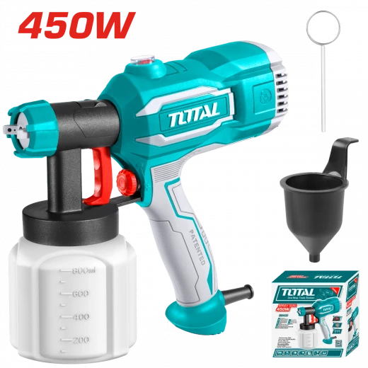 مسدس رش كهربائي بقدرة 450 واط (TT3506) من توتال – أداء عالي لرش الطلاء بتغطية ناعمة ومتجانسة مسدس رش كهربائي بقدرة 450 واط (TT3506) من توتال – أداء عالي لرش الطلاء بتغطية ناعمة ومتجانسة