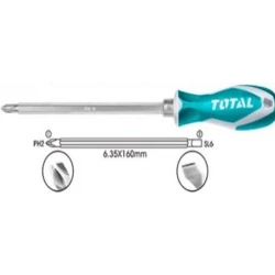 مفك قلاب 6.35×160 مم من توتال (THT250206) – PH2 + SL6، فولاذ كروم–فاناديوم