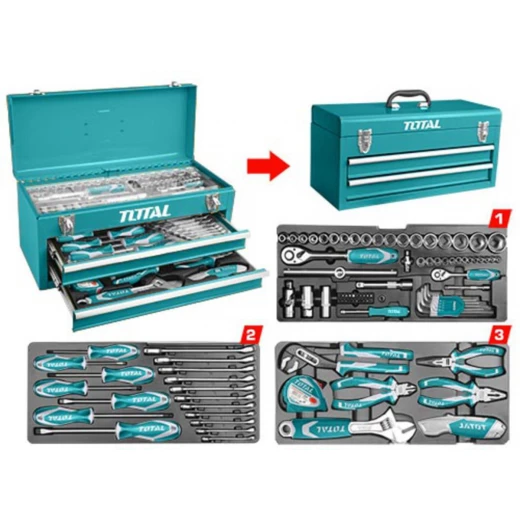 Total 97-Piece Tool Chest Set (THPTCS70971) complete toolbox with essential hand tools for home and workshop Total 97-Piece Tool Chest Set (THPTCS70971) complete toolbox with essential hand tools for home and workshop
