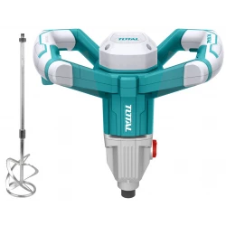 TOTAL 1400W Power Mixer with Mixing Paddle, Variable Speed Electric Mixer for Paint, Mortar, Plaster & Adhesives with Ergonomic Handle