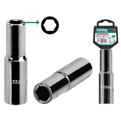 TOTAL 1/2" Deep Hexagonal Socket 17mm – Heavy-Duty Chrome Vanadium Socket for Automotive and Mechanical Use