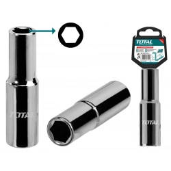 TOTAL 1/2" Deep Hexagonal Socket 16mm (THTST12163L) – Heavy-Duty Chrome Vanadium Socket for Automotive and Mechanical Use