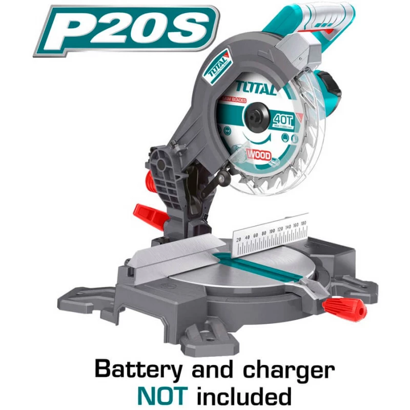 Total 20V Lithium-Ion Mitre Saw cordless precision cutting tool ideal for wood and angle cuts - Total