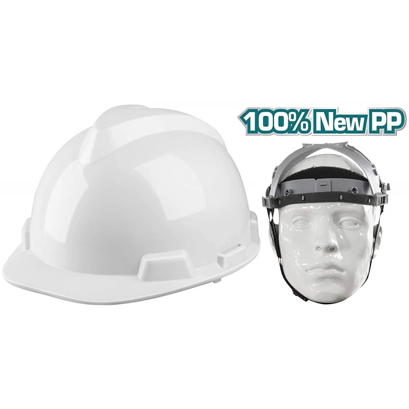 Total White Safety Helmet – Durable Head Protection for Construction & Industrial Use - Total
