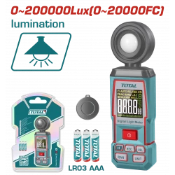 TOTAL Digital Luxmeter TETLU031: 200,000 Lux Range, High Accuracy