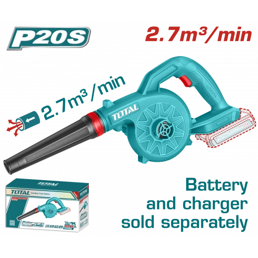منفاخ لاسلكي TOTAL 20V - 18000 دورة في الدقيقة، حجم هواء 2.7 متر مكعب/دقيقة - خفيف الوزن وقابل للحمل منفاخ لاسلكي TOTAL 20V - 18000 دورة في الدقيقة، حجم هواء 2.7 متر مكعب/دقيقة - خفيف الوزن وقابل للحمل