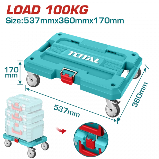 TOTAL Heavy-Duty Rolling Board with 100kg Capacity & 4-Inch Wheels for Toolboxes TOTAL Heavy-Duty Rolling Board with 100kg Capacity & 4-Inch Wheels for Toolboxes