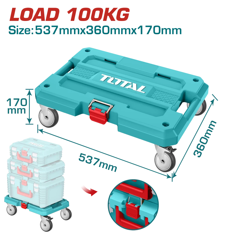 TOTAL Heavy-Duty Rolling Board with 100kg Capacity & 4-Inch Wheels for Toolboxes - Total
