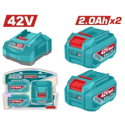 TOTAL 42V Lithium Ion Battery and Charger Kit 2.0Ah, 2 Batteries and Charger