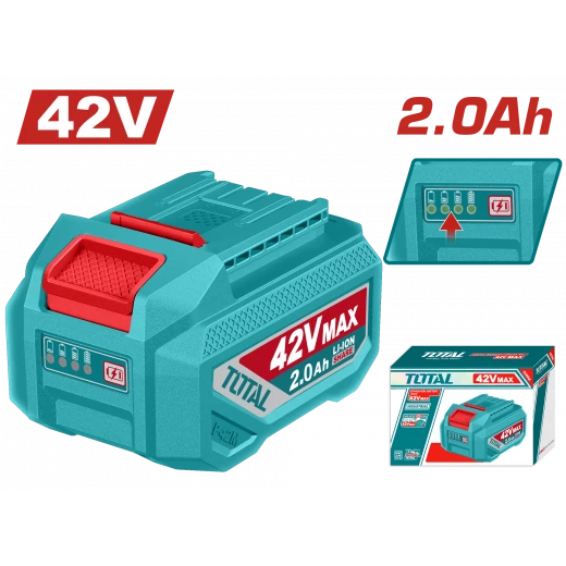 TOTAL 42V Lithium Ion Battery Pack 2.0Ah LED Power Indicator for P42M Tools TOTAL 42V Lithium Ion Battery Pack 2.0Ah LED Power Indicator for P42M Tools
