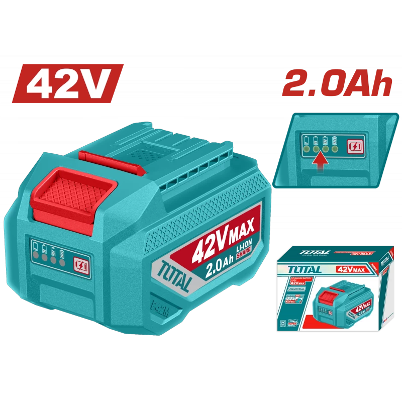 TOTAL 42V Lithium Ion Battery Pack 2.0Ah LED Power Indicator for P42M Tools - Total