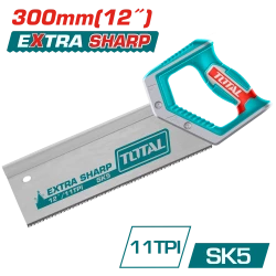 TOTAL 12-Inch Back Saw, SK5 Steel Blade with 11 TPI, Ergonomic Handle & Teeth Guard, Precision Hand Saw for Woodworking, Carpentry & Fine Cuts