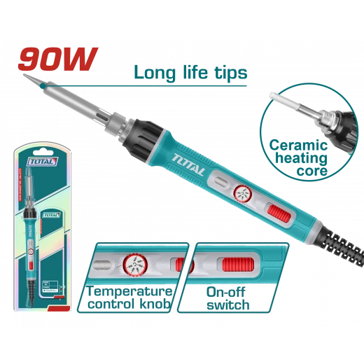 TOTAL 90W Electric Soldering Iron Adjustable Temperature Stand Electronics Repair TOTAL 90W Electric Soldering Iron Adjustable Temperature Stand Electronics Repair