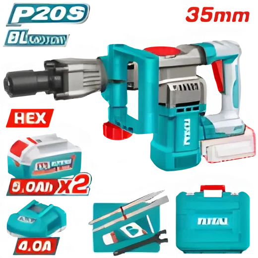 Total Tools TDBLI203582 35mm 16 Joule SDS HEX Cordless Demolition Hammer with 2x 20V 5.0Ah Batteries and Charger - Total Tools - Image 4