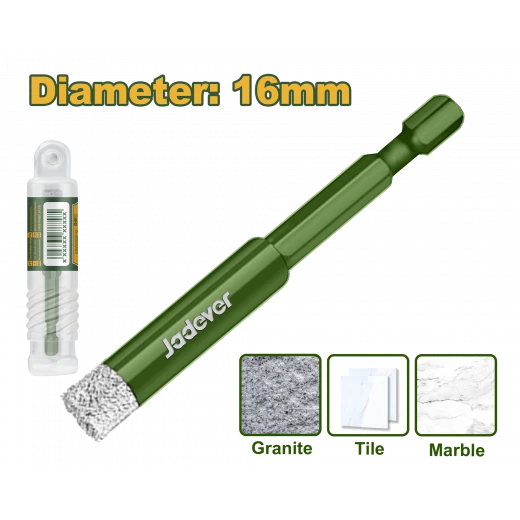 JADEVER Diamond Core Drill Bit Set for Tile, Ceramic, Granite, 6/14/16mm JADEVER Diamond Core Drill Bit Set for Tile, Ceramic, Granite, 6/14/16mm