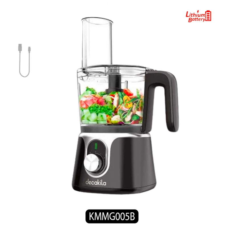 معالج طعام لاسلكي موديل KMMG005B ,سعة 1.25 لتر، 200 واط، بطارية قابلة لإعادة الشحن، متعدد الوظائف مع شفرات من الستانلس ستيل وقابلة للفصل للتنظيف السهل من ديكاكيلا - ديكاكيلا