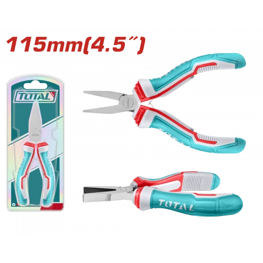 TOTAL Mini Flat Nose Pliers 115mm 4.5" Anti-Rust Coating TOTAL Mini Flat Nose Pliers 115mm 4.5" Anti-Rust Coating