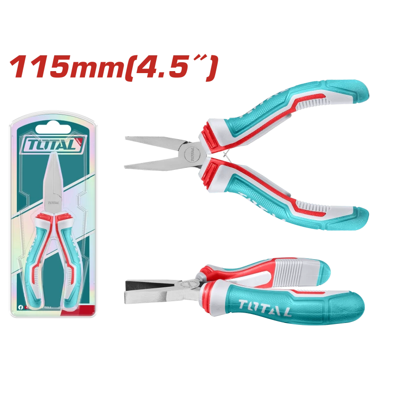 TOTAL Mini Flat Nose Pliers 115mm 4.5" Anti-Rust Coating - Total